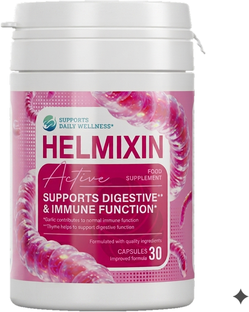 Embalagem de Helmixin Active, 30 cápsulas